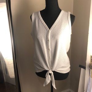 White Button Down Tank